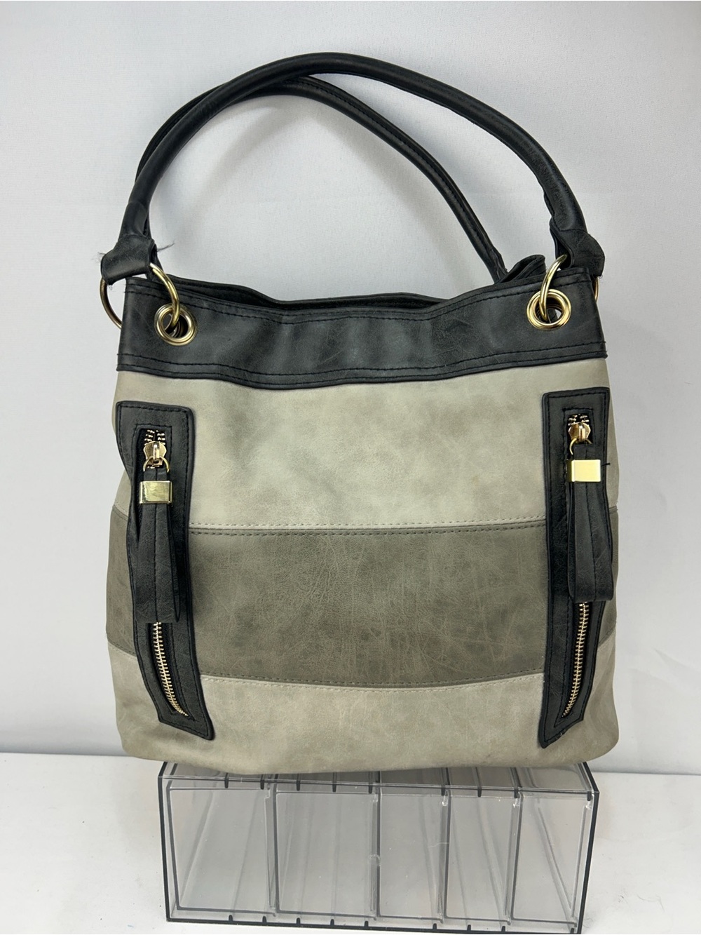 Cato Two-Tone Gray and Black Shoulder Bag